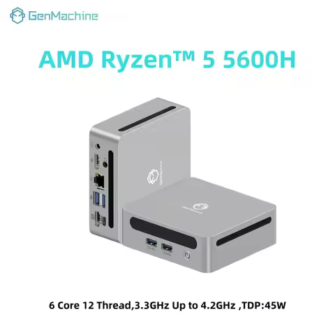 6 Core 12 Thread 4.2GHz 45W Dual HDMI LAN WIFI6 GenMachine Mini PC Computer Gaming AMD Ryzen 5 5600H