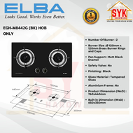 SYK Elba EH-R9033 (BK) EGH-M8442G(BK) Hob Cooking Cooker Hood Kitchen Penyedut Asap Dapur Masak