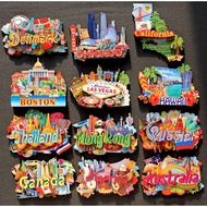 【Top Picks】 Wooden Magnetic fridge Magnet USA Canada Hawaii HongKong Thailand Travel Memorial Magnet