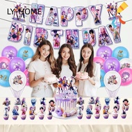 LIAOYING Demon Hunter Party Decoration, Flag Banner Backdrop Huntrix Kpop Party Cutlery Set, Kpop Ca