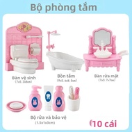 Dễ Thương Kawaii Hồng Nhà Búp Bê Thu Nhỏ Bộ Bàn Ghế 10 Chiếc Nấu Ăn Nhà Bếp Phụ Kiện Cho Trẻ Em Đồ C