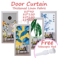 Door Curtain Japanese Style Kitchen Restaurant Fabric Telescopic Rod | Tirai Pintu Jepun Kain | 日式两片式布门帘 【Linen】