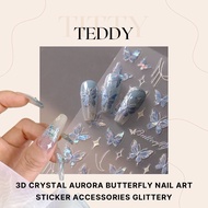 3D Crystal Aurora Glitter Butterfly Nails Art Sticker Accessories