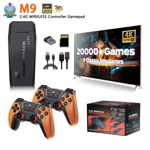M9 Video Game Console 4K 30000 Games 64GB 2.4G Double Wireless Controller Game Stick Retro Games for