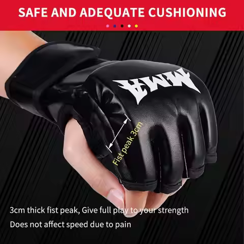 Professional Boxing Training Gloves Half Finger Leather Cushion for Adult Sanda Boxing UFC Training 
