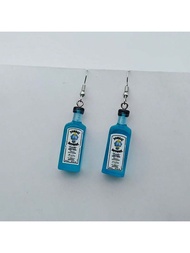 1/3 Pair Vintage Mini Resin Bottle Pendant Earrings, Zinc Alloy Hook, April Birthstone, Suitable For