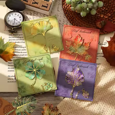 1pc/4pc Metal leaf bookmarks, metal maple leaf bookmarks, ginkgo leaf bookmarks, book lovers' readin