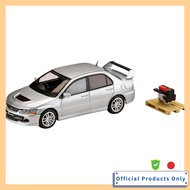 HJ64 Mitsubishi Lancer Evolution 9 GSR 1/64 Scale Model with Engine Display Cool Silver Metallic Fin
