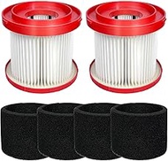 Vacuum Filters 49-90-1900 2 Pack and Sponge Filters 49-90-2015 4 Pack Fit for FUEL Packout 0970-20, 