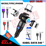 Topk Exclusive) Am68 Data Cable/ Charger Micro Usb Type C Magnetic 540'rotation For UNIVERSAL