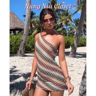 (Back 1sz) Retro Summer Knitted Off Shoulder Bodycon Dress