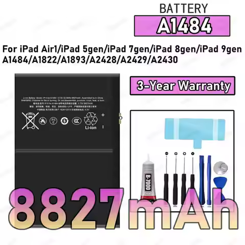 100% New High Quality A1484 8827mAh Battery For ipad Air1/ipad 5/ipad 7/ipad 8/ipad9/A1484/A1822/A18