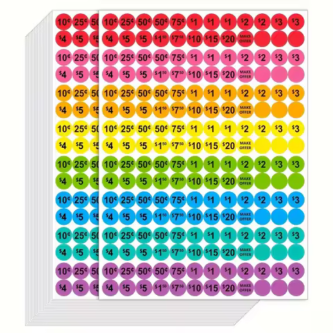 960 PCS Garage Sale Price Stickers for Yard Sale Colorful Price Tag Labels 3/4" Diameter Flea Market
