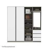 SB Design Square KONCEPT FURNITURE ตู้เสื้อผ้าบานเปิด รุ่น Blox ขนาด 200 ซม. สีขาวลายผ้า