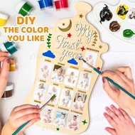 ZLION Photo Display Board, Bear Shape Egg Shape Photo Frame,  Cute Baby Bottle Shape Wood Board 12 M