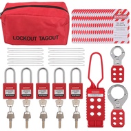 (SDRB) Lockout Tagout Kit Electrical- with PadlocksHasps Zip Ties Tags &amp Storage Bag for Industri