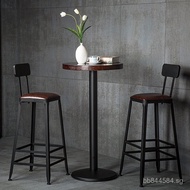 Milk Tea Shop Bar Backrest Bar Chair Restaurant High Stool loft Vintage Café American Style Iron Hig