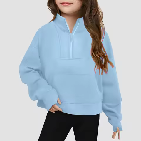 Girls Half Zip Oversize Sweatshirt 5-14 Year Teen Girl Sweatshirts Coat Fall Spring Clothes For Teen