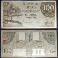 Uang kuno 100 rupiah Gulden DJB tahun 1946 emisi Federal