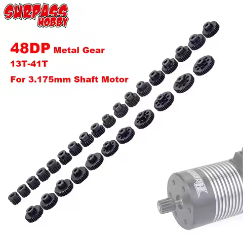SURPASS HOBBY motor gear 48DP 3.175mm Steel Gears 13T to 41T Motor Pinion Gear for 3.175 shaft motor