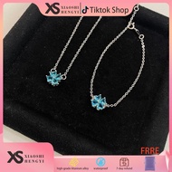 Meaningful Birthday/Anniversary Gift - Women's Four-Leaf Clover Necklace, Natural Aquamarine Stone, 