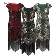 【Lady】 Women's Vintage Dress Sexy Sleeveless Dress 1920s Sequin Beaded Tassels Party Night Flapper Gown Party Dress