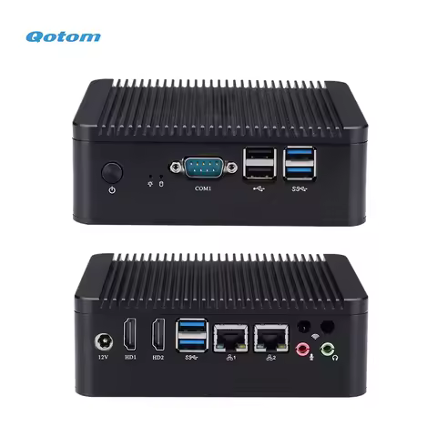Qotom Barebone Mini PC 7th Gen Intel Celeron/ Core i3 i5 i7 Processor onboard Compact PC 2x LAN 2x H