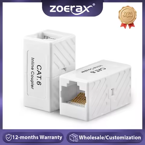 ZoeRax 2pcs RJ45 Cat6 Inline Coupler Ethernet Coupler, Ethernet Extender Connecter for Cat6/Cat5e/Ca