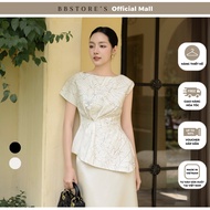 [BBSTORE'S] Pleated Cotton Peplum Office Blouse - A4497B