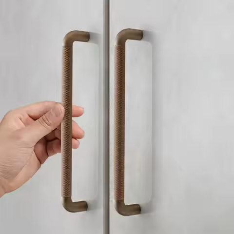 American Deluxe Space Aluminum Furniture Handles Coffee Brown/Gray Knurled Kitchen Cabinet Handles 9