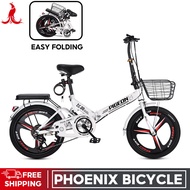 Phoenix Folding Bike/20/22 Inch Ultra Lightweight Bicycle/High Carbon Steel Frame/Shock Absorption/S