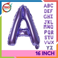 [16 Inch] - Purple Alphabet Balloon & Number Ballon ABC Letters Belon Huruf A-Z 0-9 Birthday Ungu