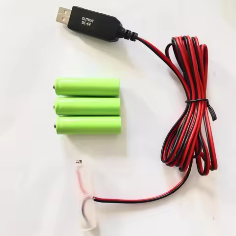 AA Battery Eliminator Cable with Type-C Converter USB or Type-C Input 5V2A AA Dummy-Battery Output 1