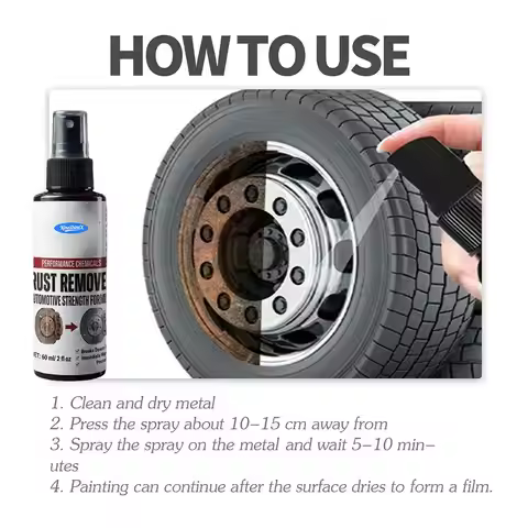 Powerful Car Rust Remover Spray Iron Dust Cleaning for Wheels & Metal Parts Auto Detail Rust Convert