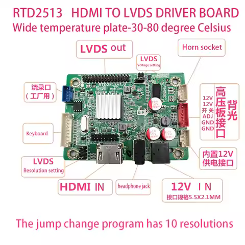 RTD2513V2.1 driver board HDMI input to LVDS output driver-free motherboard industrial wide temperatu