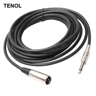 [TENOL] 3Pin XLR to 1/4" 6.35mm XLR M/M Plug Microphone Adapter Cable Cord 6ft