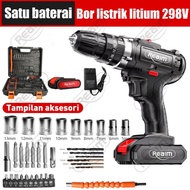 REAIM 2 Baterai Impact Cordless Drill Mesin Bor Untuk Tembok Beton Mesin bor cordless