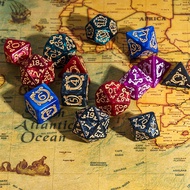 {SG} 7pcs Dragon Pattern Dice DND Number Dice For RPG DND Board Card Game Tarot Supplies Dragon Elem