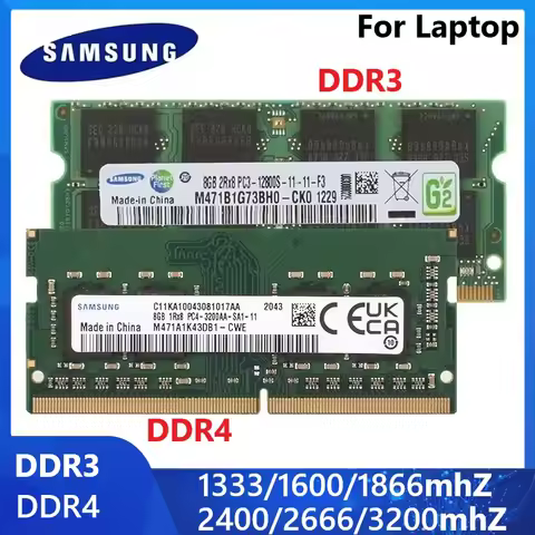 SAMSUNG Laptop Memory RAM DDR4 DDR3 SODIMM Ram 3200 2666 2400 1866 1600 1333 1066MHz RAM 16GB 8GB 4G