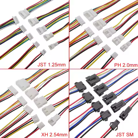 5Pairs JST 1.25/PH 2.0/XH 2.54/SM 2P 3P 4P 5P 6 Pin Male Plug + Female Jack Terminal Cable Connector