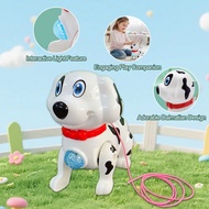 Electric Walking Dog Toy With Light Music Leash Pet For Kids Baby Dalmatian Animal