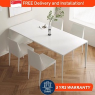 [SG] Dining Table Set | Sintered Marble &amp; Chairs | 1.4m-1.8m | Nordic Stone Slab For HDB BTO Condo Landed
