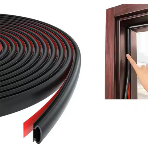 1 Roll Length 6M Rubber Seal, D-type Rubber Self-adhesive Window Seal, Door Frame and Gap Windproof 