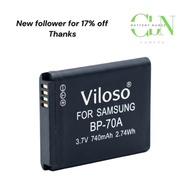 Viloso Battery & Single Charger ( White Box Packaging ) BP-70A bp70a Camera Battery For Samsung