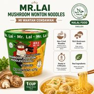 Mr.Lai Mushroom Wonton Cup Noodles 127g Non-Fried Instant Halal Mushroom Broth Noodle Ready To Eat