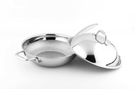 BUFFALO 28/32CM 3PLY FLAT BOTTOM WOK WITH 304 S/S LID