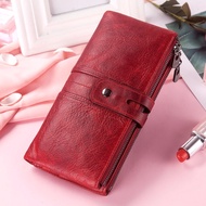 SA2 Ladies Long Wallet Fashion Brand Female Wallets 100%ori Leather Coin Purse Vintage Zip Vallet Mo