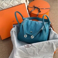 Hermes Lindy30 牛仔藍銀扣