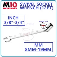 M10 FLEXIBLE SWIVEL SOCKET MM 3/8" 7/16" 1/2" 9/16" 5/8" 11/16" 3/4" INCHES SIZE WRENCH SPANNER DRIV
