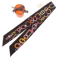 全新未使用愛馬仕 Twilly Do Re Boucles 黑色絲巾 0395 [二手] 愛馬仕